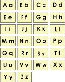 cards showing capital and lower case letters