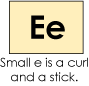 card showing capital e and lower case e