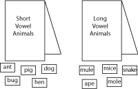 long vowel silent e and short vowel animals