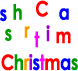 colored letters, scrambled and spelling Christmas